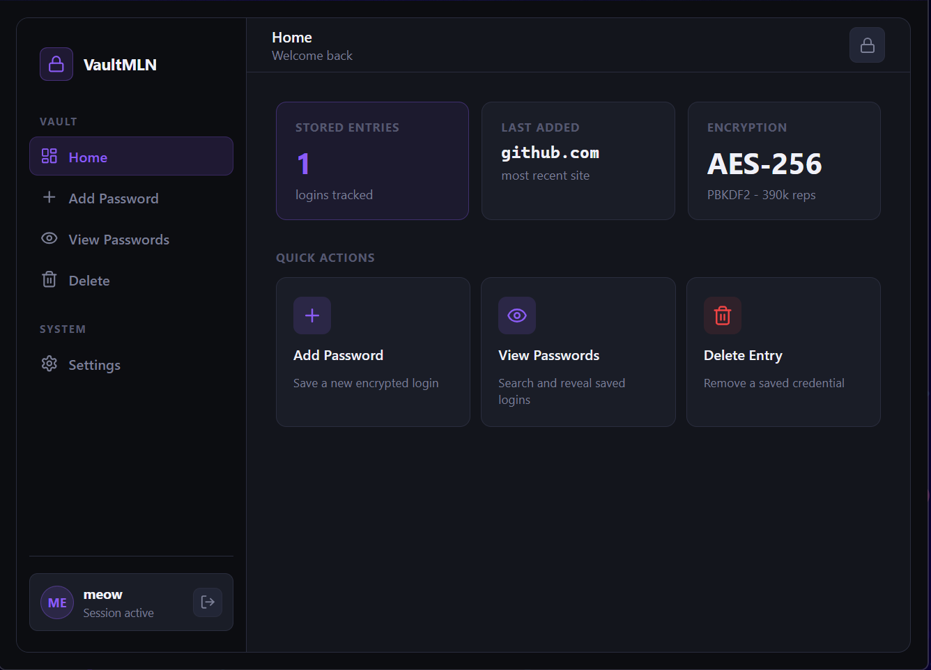 VaultMLN screenshot